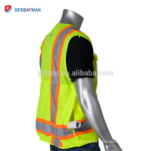 Chaqueta de seguridad ANSI / ISEA 100% poliéster transpirable de alta visibilidad chaleco Ropa de trabajo duradera de seguridad con dos tiras reflectantes de tono